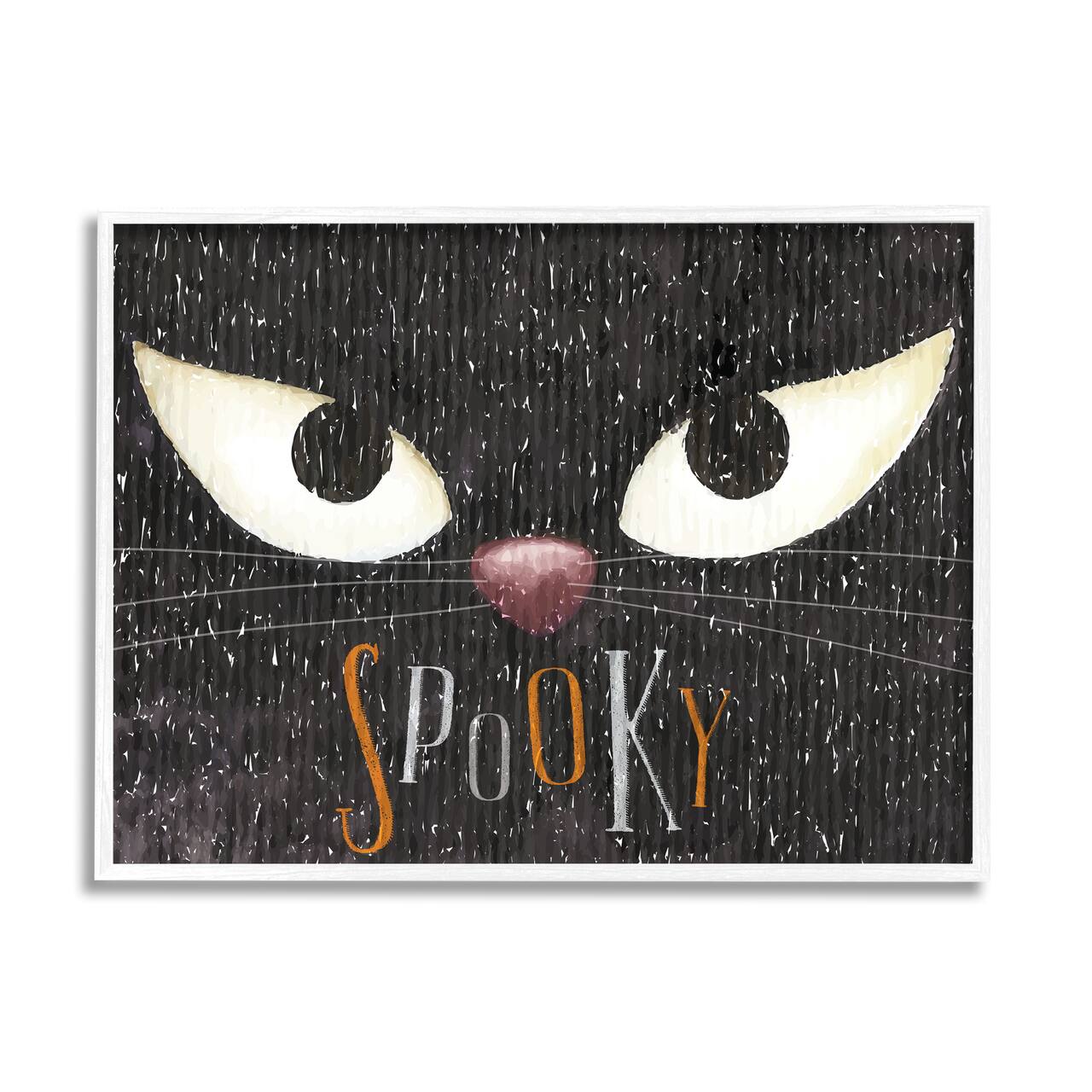 Stupell Industries Spooky Halloween Black Cat Eyes Framed Giclée Wall Art